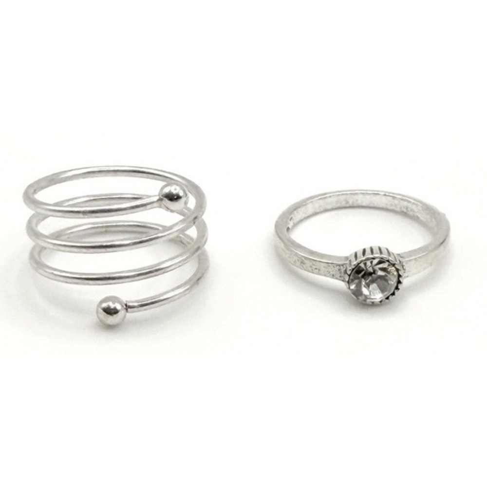 Silver Tone Stackable Rings Set of 2; Size 5.5 Layered Dainty Rings